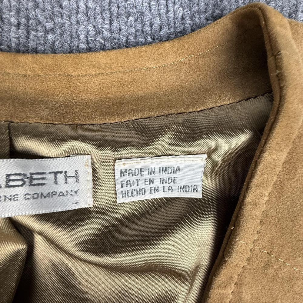 Elisabeth Vest Womens 1X Brown Suede Button Front Long Lined Pockets Casual - Picture 6 of 15